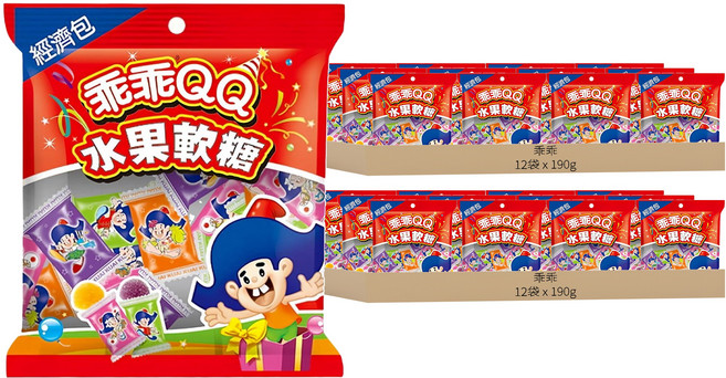 乖乖 QQ水果軟糖經濟包 綜合水果, 190g, 24袋