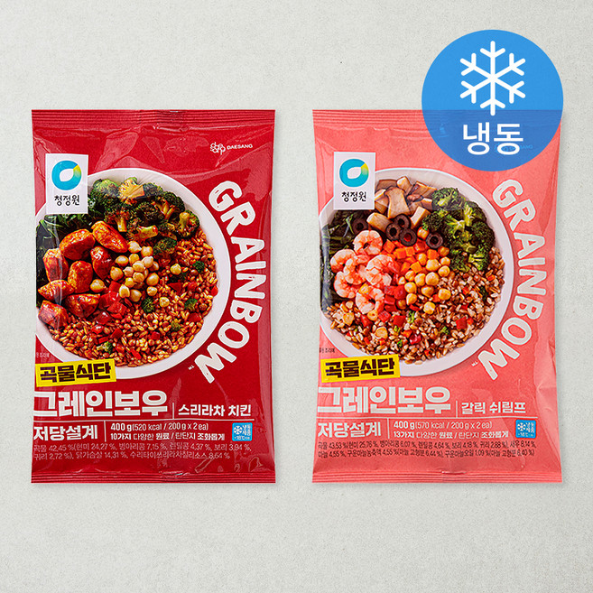 청정원 그레인보우 갈릭 쉬림프 200g 2p + 스리라차치킨 200g 2p (냉동), 800g, 1세트