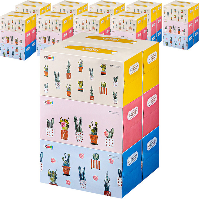 코멧 프리미엄 부드러운 천연펄프 미용티슈, 280매, 60개