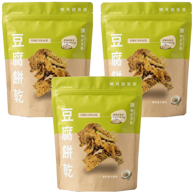 明月豆腐 豆腐餅 芥末椒鹽口味, 3包, 150g