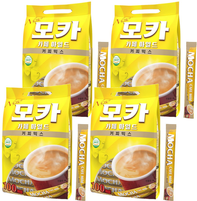 모카씨엔티 모카 카페 마일드 커피믹스, 12g, 100개입, 4개