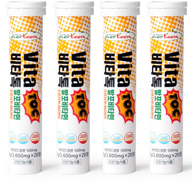 에버틴 비타톡 발포비타민 오렌지맛, 72g, 4개