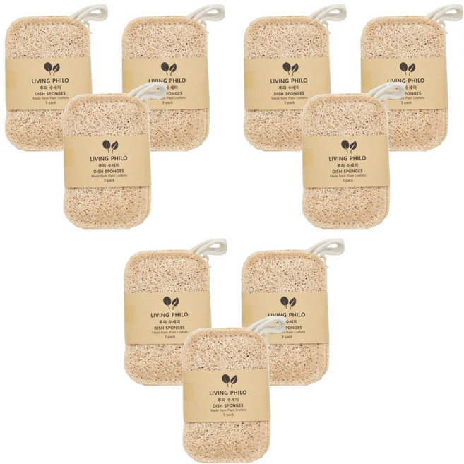 리빙필로 잘닦이는 루파 수세미 아이보리, 9개, 1개입