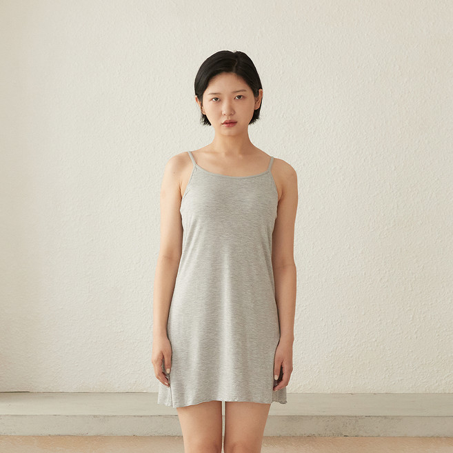 마른파이브 여성용 통기성 모달 브라캡 롱나시 슬립원피스