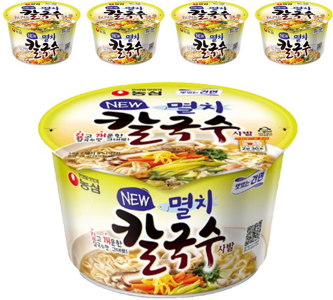 농심 멸치칼국수 사발 75g, 5개