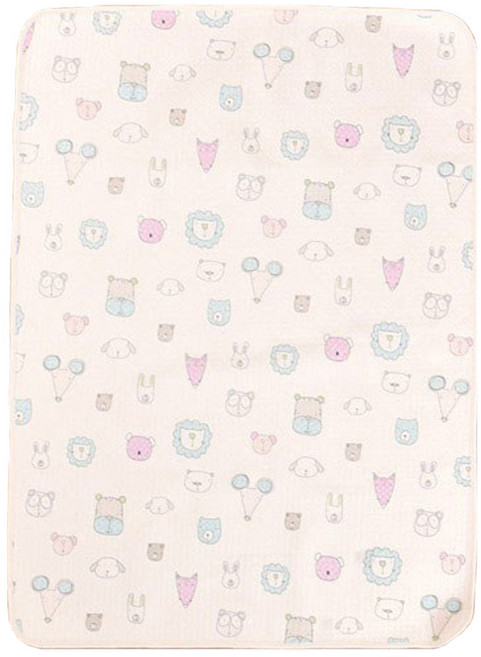 Wonabang 動物印花防水保潔墊 藍色 正面100%棉 背面100%聚氨酯, 1個