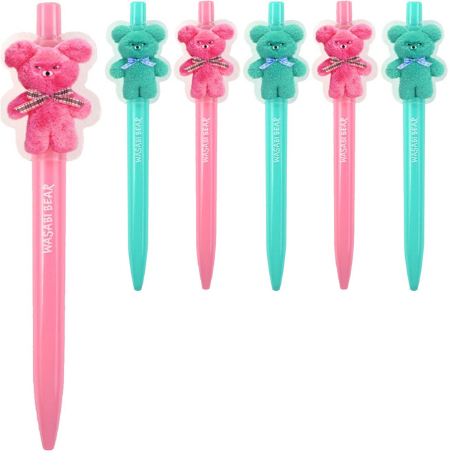 PINKFOOT Wasabi Bear 壓克力中性筆 0.5mm 2款 + 隨機出貨組合, 2套, 混合色