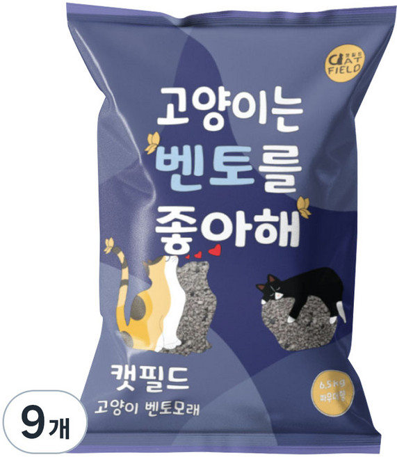 캣필드 응고형 고양이 벤토모래, 6.5kg, 9개, 베이비파우더향