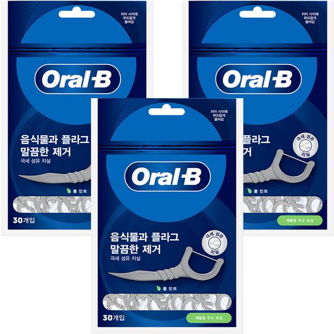 오랄비 일회용 치실, 30개입, 3개