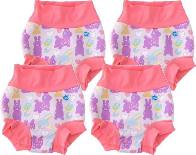 Splash About Brand New Splash About Happy Nappy 全新3D 游泳尿布褲 Rody跳跳馬 粉紅樂園, XL, 4件