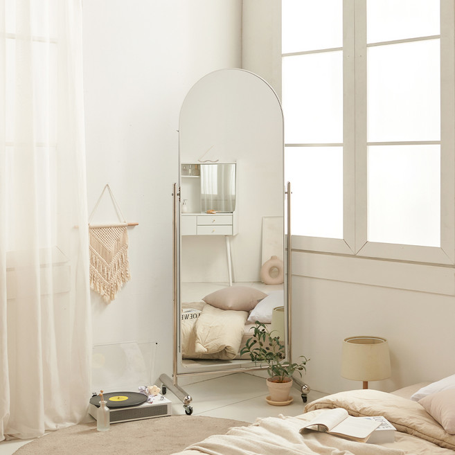 파로마 글로우 이동형 700 x 1700 전신거울 방문설치, 실버