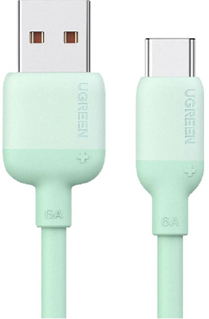 UGREEN 綠聯 USB-A 2.0 to USB-C 快充傳輸線, 1m, 薄荷綠, 1條