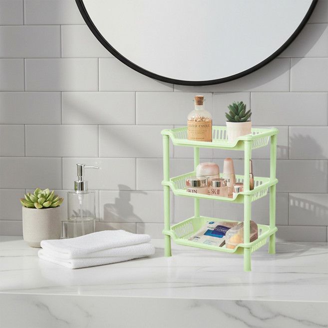 MF스토어 조립식 멀티 퍼포스 선반 기본형, 그린, 3단