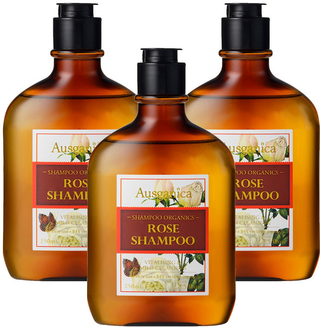 Ausganica 頂級有機成份保加利亞奧圖 玫瑰精油 洗髮精, 250ml, 3瓶
