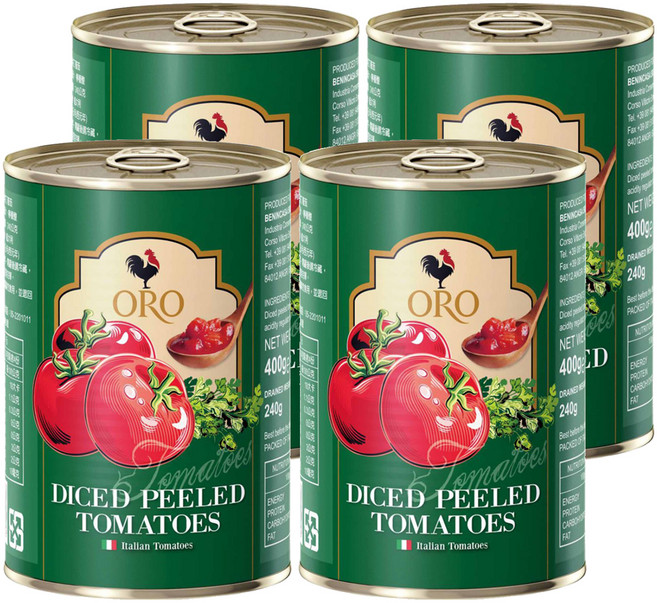 ORO 去皮切丁番茄, 400g, 4罐