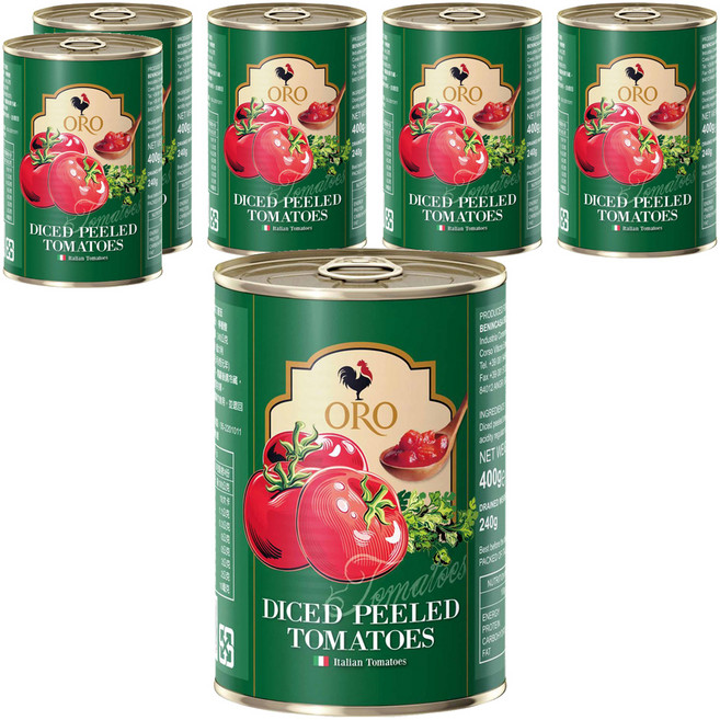 ORO 去皮切丁番茄, 400g, 6罐
