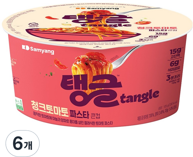 tangle 큰컵 청크토마토 파스타, 105g, 6개