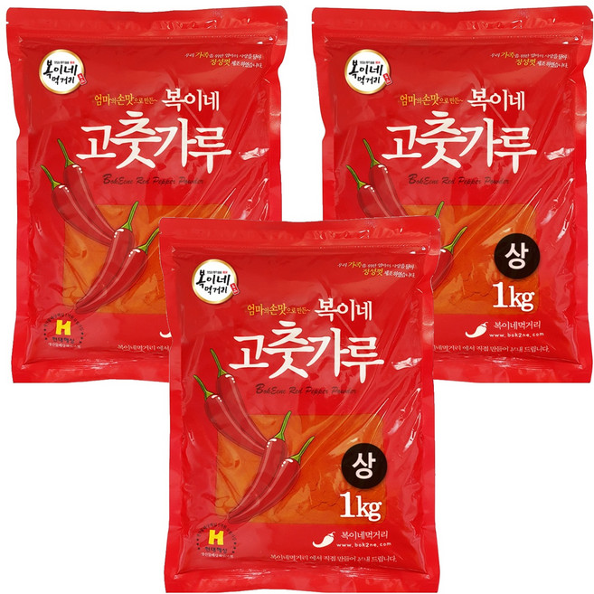 복이네먹거리 중국산 고추가루 보통맛 떡볶이 소스용 상, 3개, 1kg