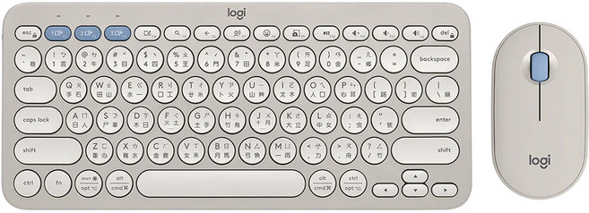 logitech 羅技 Pebble 2 Combo 無線藍牙鍵盤滑鼠組, YR0091 + MR0103, 迷霧灰, Mini (Compact/60%/75%)