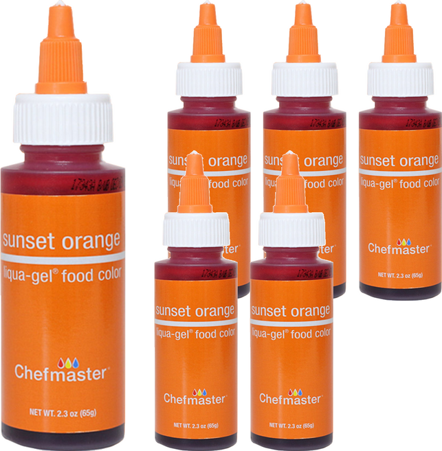 셰프마스터 리쿠아젤 식용색소 썬셋오렌지, 65g, 6개