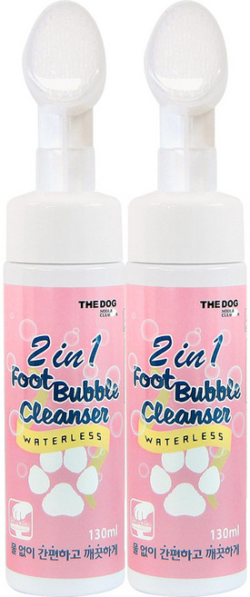 더독 2in1 풋 버블 반려동물용 클렌져, 130ml, 2개