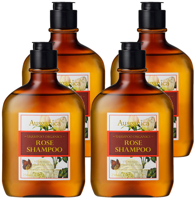 Ausganica 頂級有機成份保加利亞奧圖 玫瑰精油 洗髮精, 250ml, 4瓶