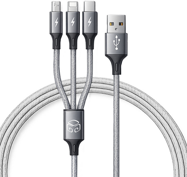 디지지 3in1 스카이 메타 멀티 고속 충전 케이블, 120cm, 메탈실버, 1개