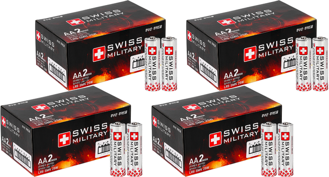 스위스밀리터리 알카라인 AA건전지, 40개입, 4개
