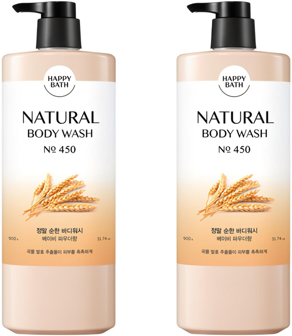 해피바스 내추럴 정말 순한 바디워시, 900g, 2개