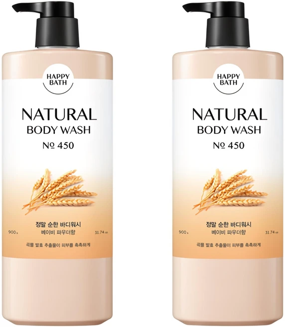 해피바스 내추럴 정말 순한 바디워시, 900g, 2개 - 쿠팡