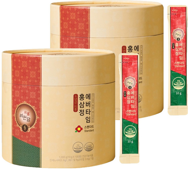 려원담 6년근 홍삼정 에버타임 스탠다드 스틱, 1kg, 2개