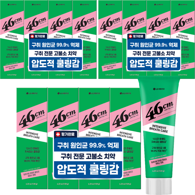 페리오 46cm 1450 고불소 치약 구취케어 아이스 민트, 120g, 12개