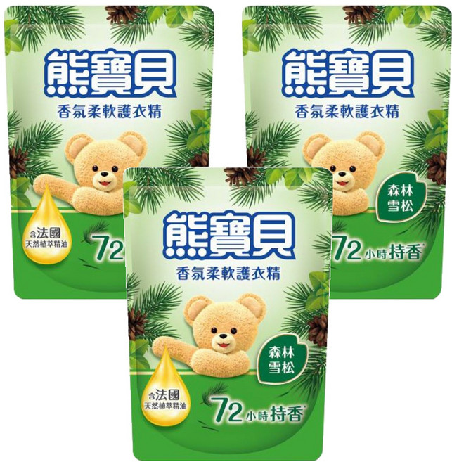 Snuggle 熊寶貝 森林雪松護衣精 補充包, 1.75L, 3包