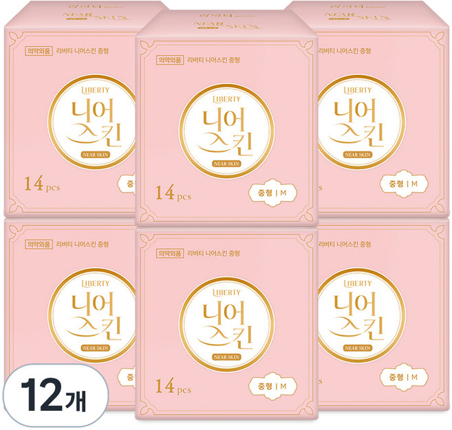리버티오가네이처 니어스킨 생리대 날개형, 중형, 14개입, 12개