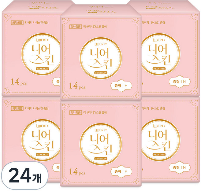 리버티오가네이처 니어스킨 생리대 날개형, 중형, 14개입, 24개
