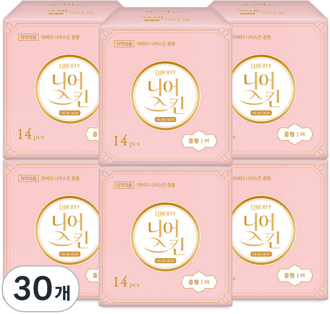 리버티오가네이처 니어스킨 생리대 날개형, 중형, 14개입, 30개