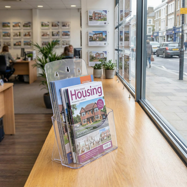 마메 아크릴 리플렛 POP 카다로그 꽂이 A4, 1개