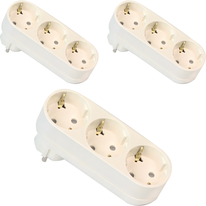 써보니 I자형 멀티탭 3구, 혼합색상, 3개