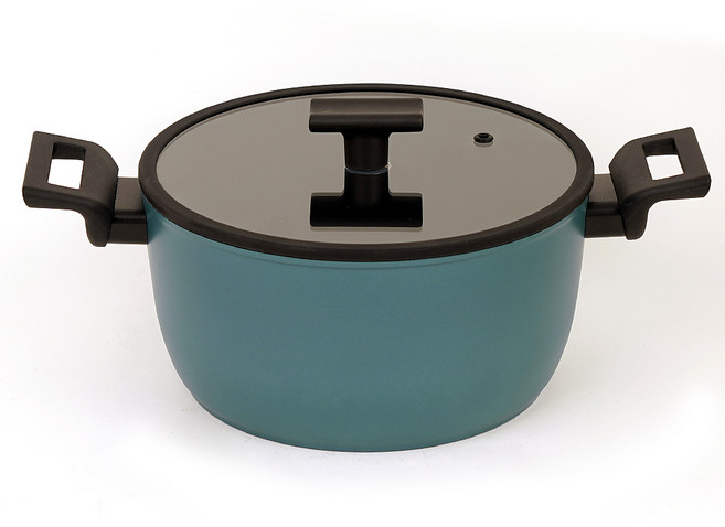TVS 브릴란테 인덕션 코팅 양수 냄비, 24cm, 블랙 + 그린, 1개