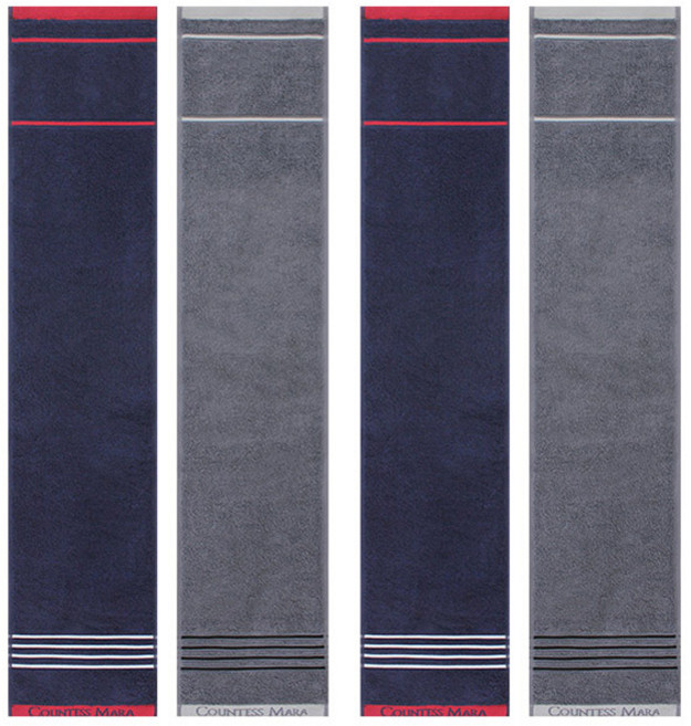 송월타월 카운테스마라 30수 포라인 스포츠타월 20 x 100 cm, 그레이 + 네이비, 4개