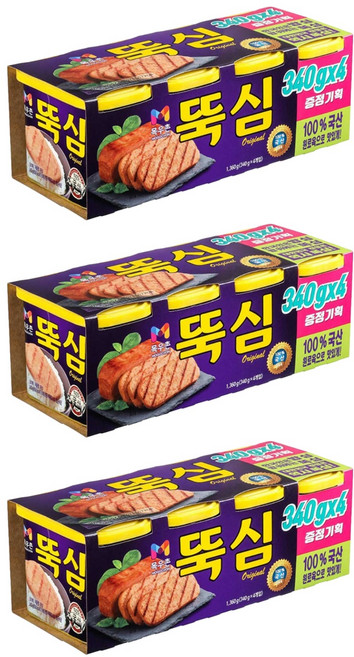 목우촌 뚝심 햄 통조림, 340g, 12개