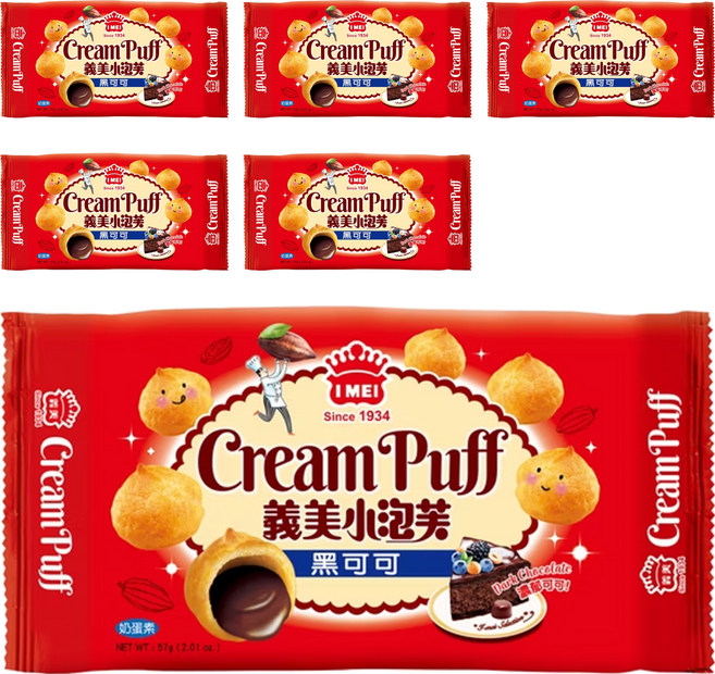 義美 小泡芙 黑可可, 57g, 6盒