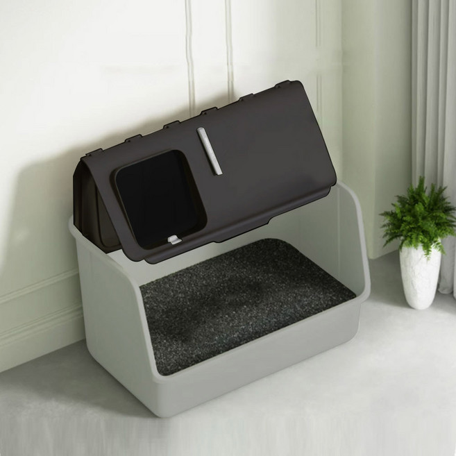 딩동펫 프론트 해치 특대형 고양이 화장실, 블랙, 1개