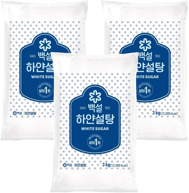 백설 하얀설탕, 3kg, 3개