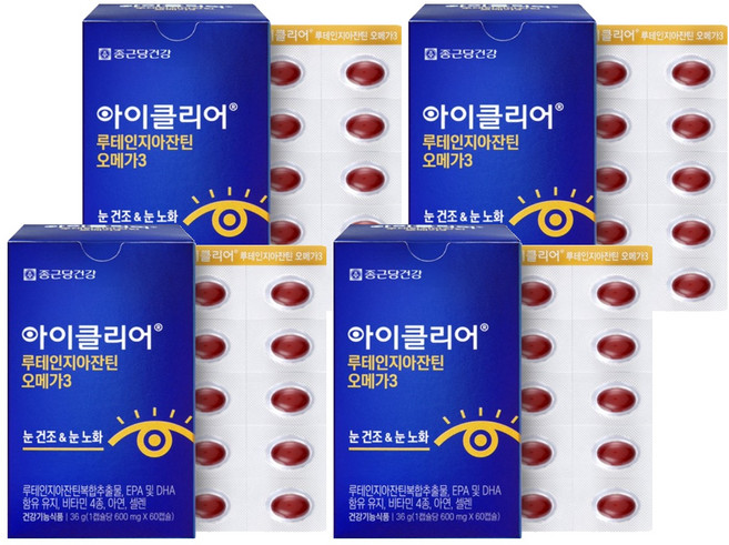 아이클리어 루테인 지아잔틴 오메가3 36g, 60정, 4개