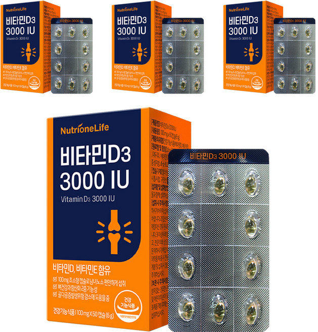뉴트리원 비타민D3 3000 IU, 60정, 4개