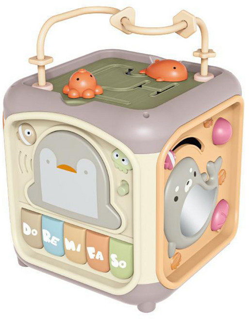 PLAYFUL TOYS 頑玩具 企鵝多功能拍拍鼓, 1個, 粉色/灰色