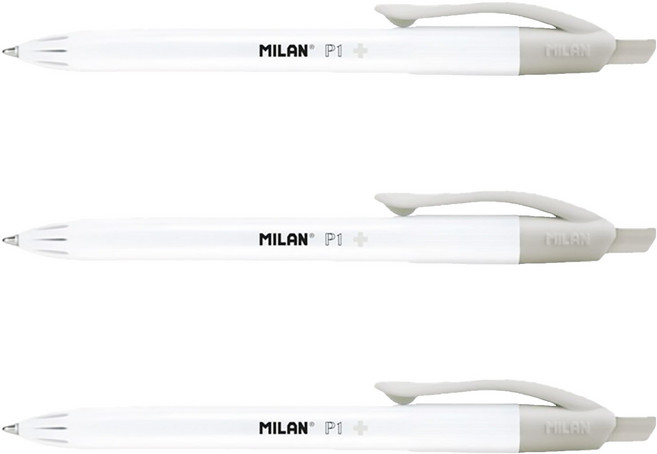 MILAN P1 工業級銀離子抗菌原子筆 嚴選德國油墨筆芯 1.0mm, 黑色, 3支