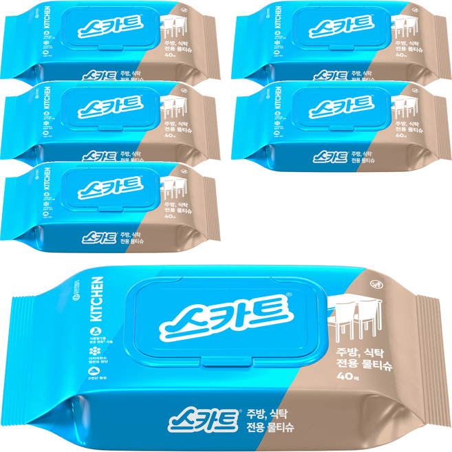 스카트 주방 식탁 전용 물티슈 40매, 6개