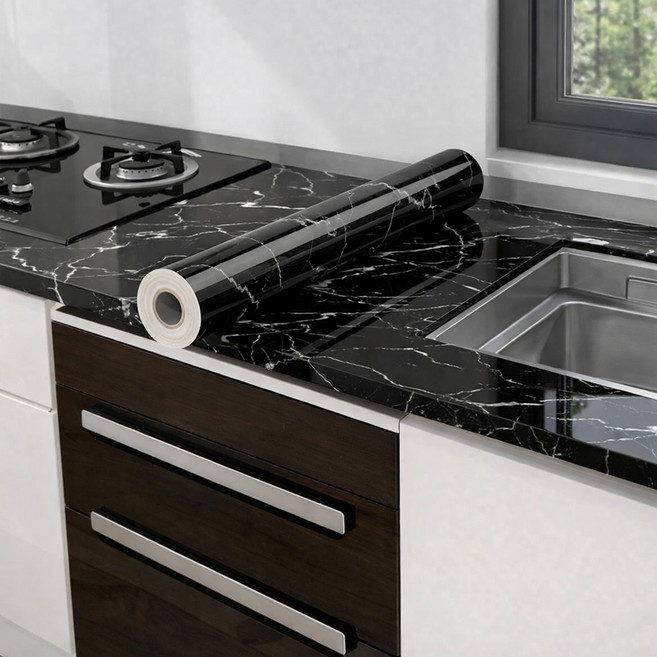 쥬템 붙이는 대리석 시트지 2p, 다이아몬드블랙